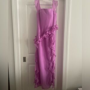 Elegant Pink Lavender Ruffled Gown